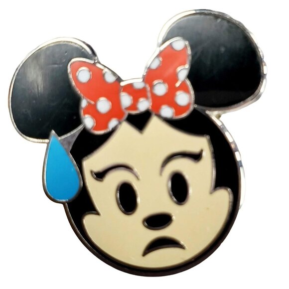 Disney Minnie Mouse Trading Pin Sweaty Hair Bow Emoji Lapel Pin Brooch Badge Pin - Picture 1 of 6